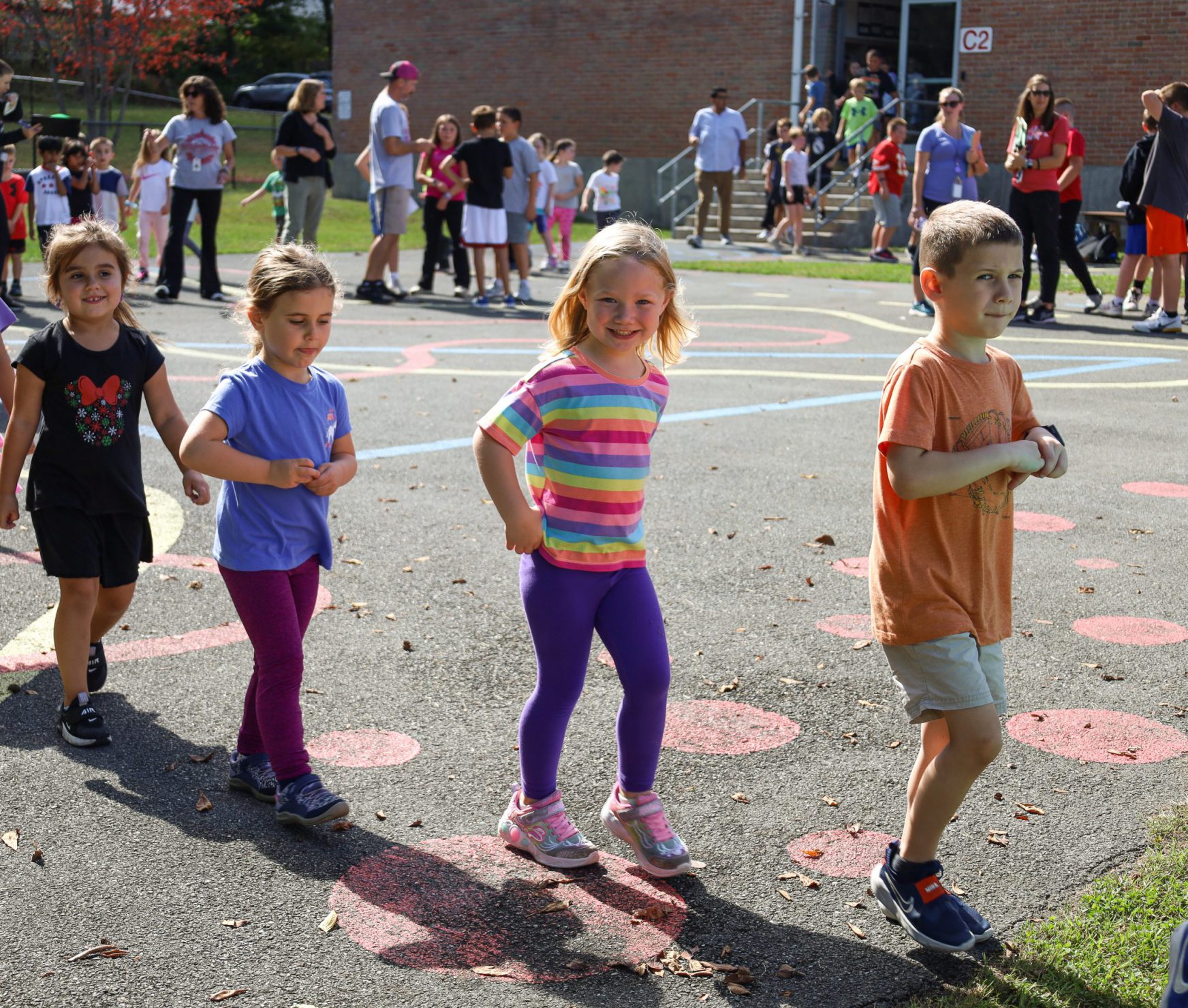 Students walking outside.