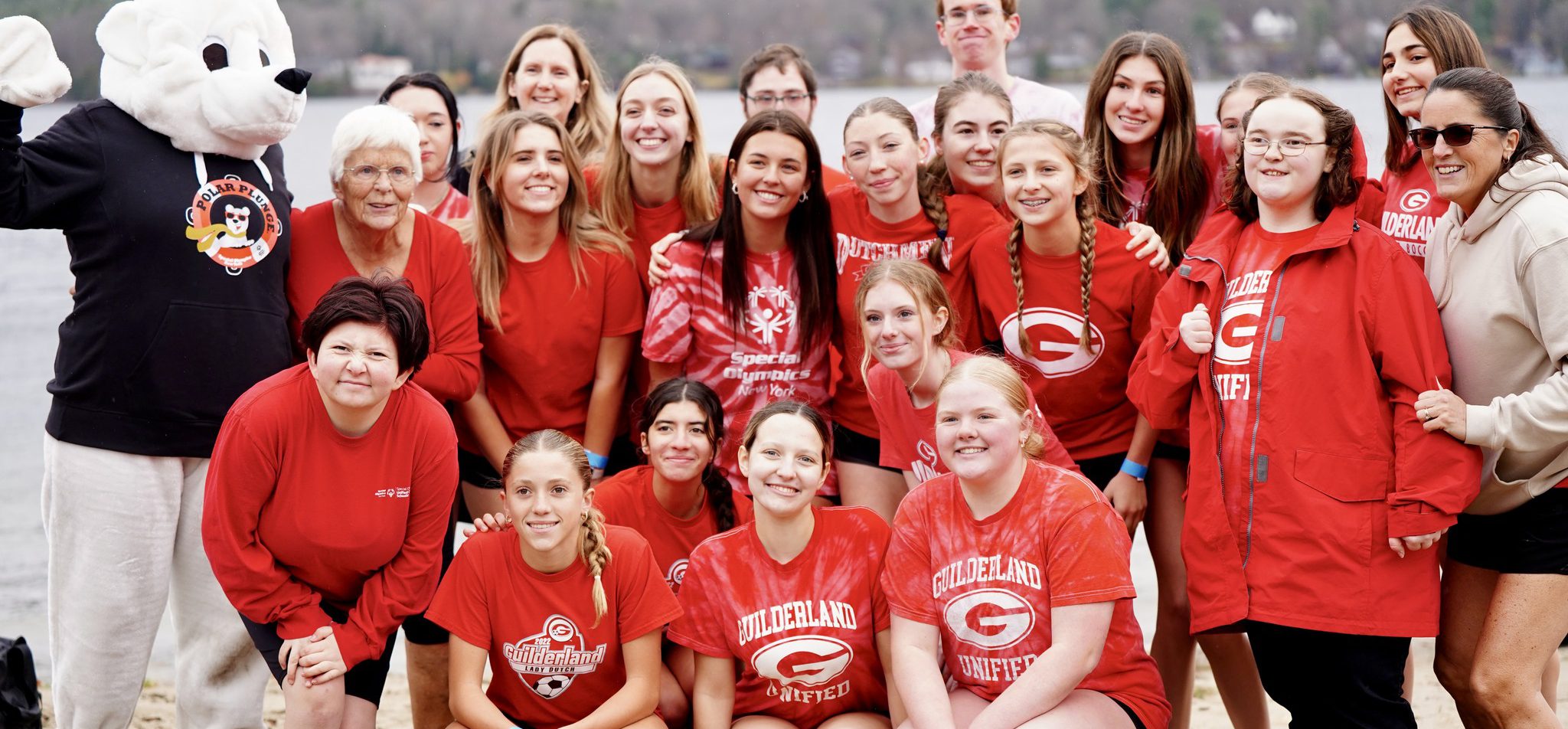 Guilderland Central School District students and community gathering for the Annual Polar Plunge.